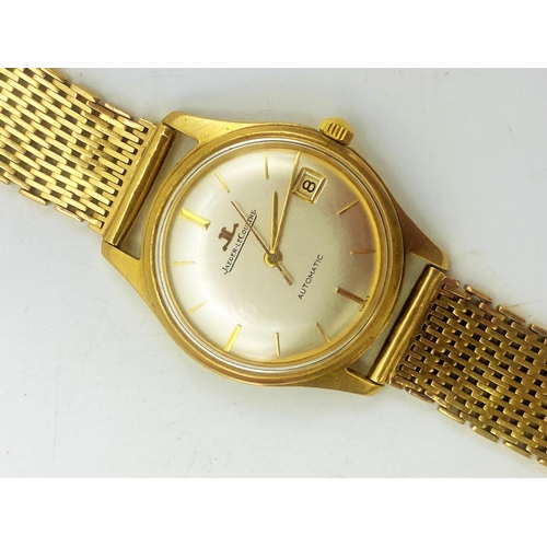 11 - Vintage Jaeger Le-Coultre Automatic 9ct gold gents watch, 35mm case, champagne convex dial with gilt... 