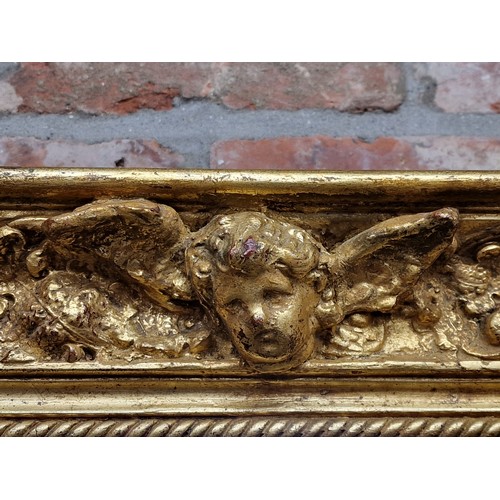 2440 - Attractive carved gilt gesso 19th century Baroque style mirror, the frame carved with fruit and foli... 