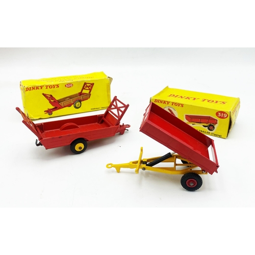 3118 - Dinky Toys 320 & 319 two Farm Trailers consisting of 320 Harvest Trailer scarce late issue all red w... 