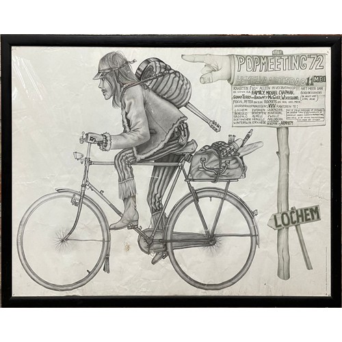 3642 - The Michael Chapman Collection - Popmeeting 1972 festival promotional poster, hipping riding a bike ... 