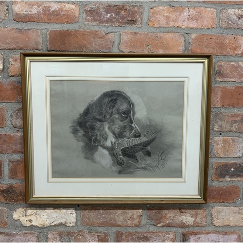 383 - Possibly by Edwin Landseer (1802-1873) - St Bernard with woodcock, unsigned, graphite study, 34 x 47... 