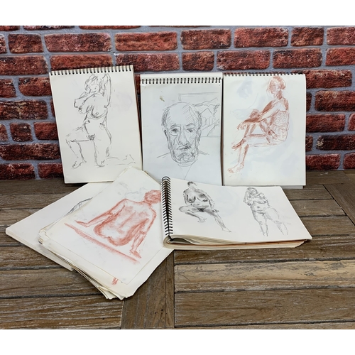 575 - Extensive collection of life drawing artwork, includes five sketch books and a quantity of loose exa... 