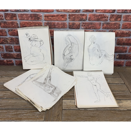 575 - Extensive collection of life drawing artwork, includes five sketch books and a quantity of loose exa... 