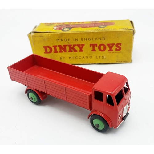 3341 - Dinky Toys 420 Forward Control Lorry, scarce version in red with green wheel hubs, original tyres, M... 