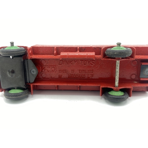 3341 - Dinky Toys 420 Forward Control Lorry, scarce version in red with green wheel hubs, original tyres, M... 