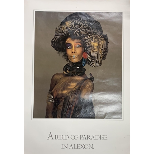 3713 - Original Richard Avedon fashion photograph poster, Iman, A Bird Of Paradise In Alexon, 74cm x 51cm