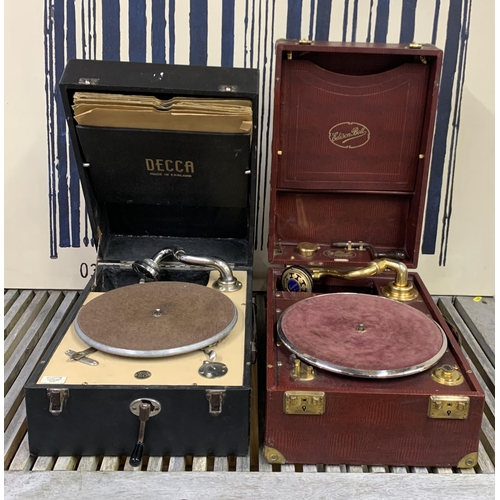 3665 - Decca 50 portable gramophone with a collection of 78s, together with a further Edison Bell gramophon... 