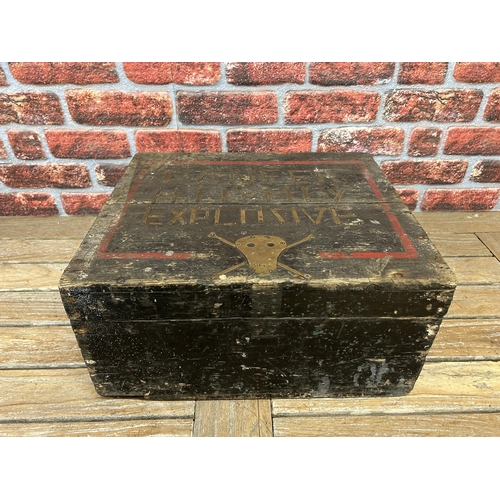 17 - Wooden scratch built 'Danger Highly Explosive' wooden storage trunk, 51cm x 43cm x 25cm