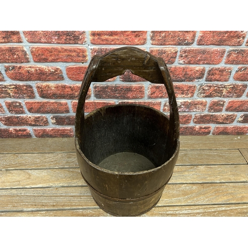 38 - Antique Chinese rice bucket, H 61cm