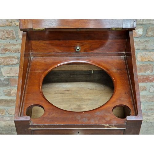 1024 - 19th century mahogany campaign washstand, sloped hinged top enclosing a fitted interior with further... 