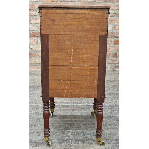 1024 - 19th century mahogany campaign washstand, sloped hinged top enclosing a fitted interior with further... 