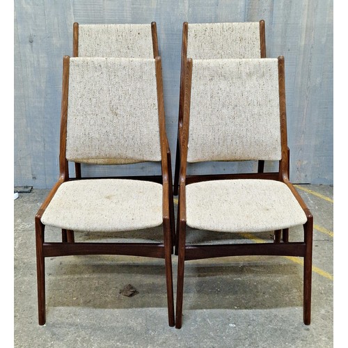 1051 - Johannes Andersen - set of four dining chairs, teak frames, original tweed like upholstery (4)