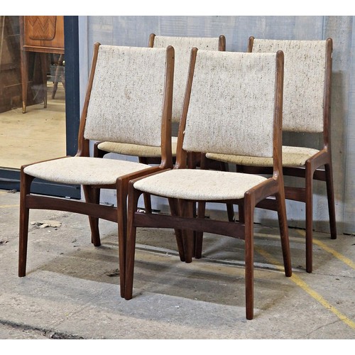 1051 - Johannes Andersen - set of four dining chairs, teak frames, original tweed like upholstery (4)