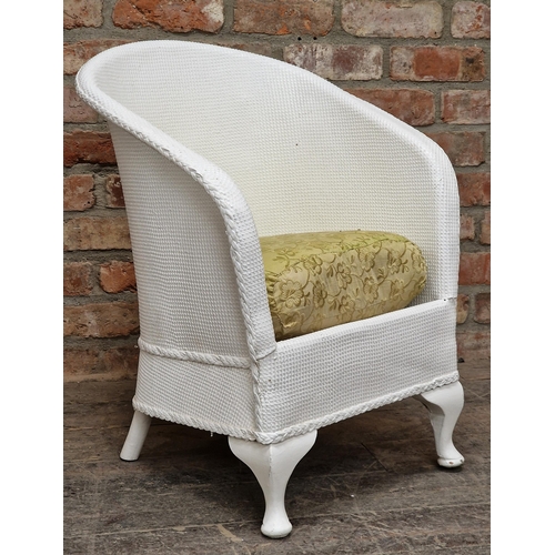 1058 - Painted Lloyd loom style chair with upholstered cushion, H 73cm