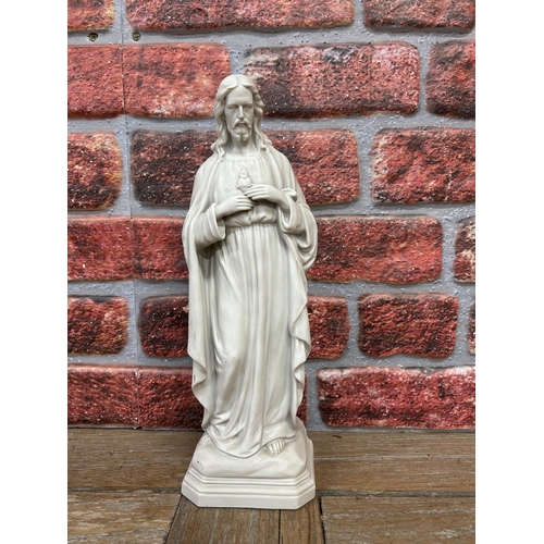 48 - Antique Parian Jesus Christ sculpture, H 37cm