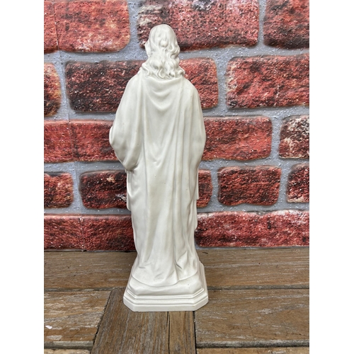 48 - Antique Parian Jesus Christ sculpture, H 37cm