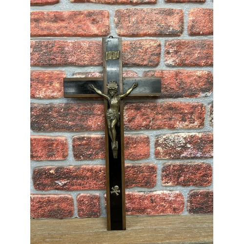 49 - Inlaid wooden Churches crucifix, L 51cm