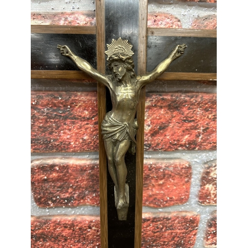 49 - Inlaid wooden Churches crucifix, L 51cm