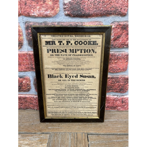 58 - Original framed Theatre-Royal Edniburgh poster, to include Black Eyed Susan and The Fate Of Frankens... 