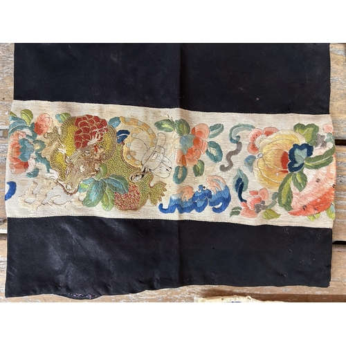 81 - Collection of mixed embroidery to include Oriental examples, Eastern hat etc (7)