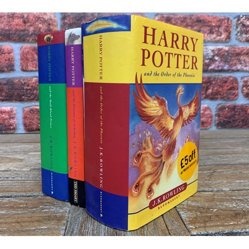 721 - Three vintage Harry Potter hard back books to include Order Of The Phoenix, Half Blooded Prince and ... 