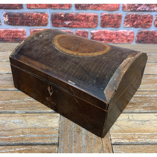 686 - Early wooden domed top inlaid writing box