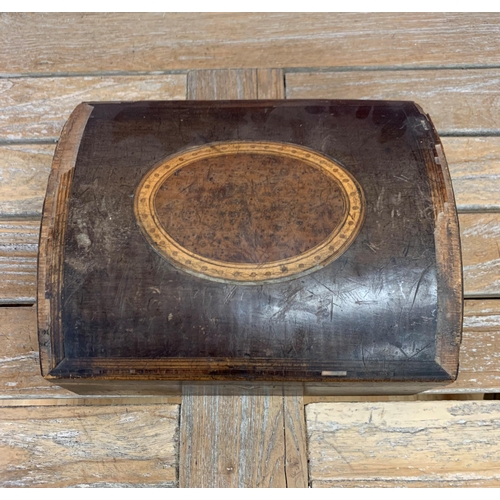 686 - Early wooden domed top inlaid writing box