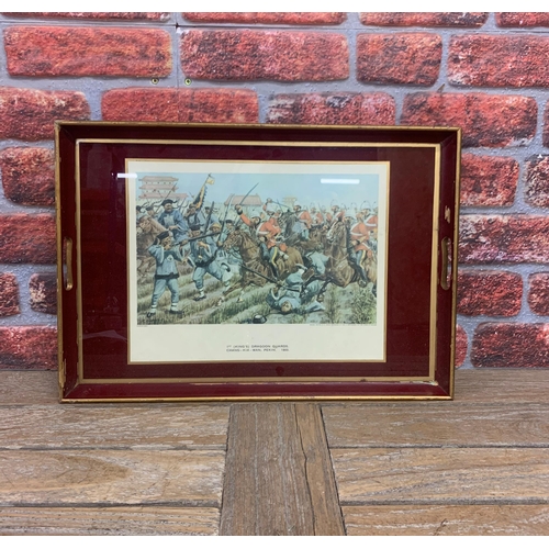 763 - Vintage 1st Kings Dragoon Guards, Chan-Kia-Wang 1860, pictorial serving tray, 54cm x 38cm