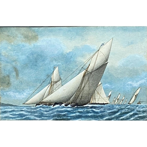 3051 - J* Latimer (19th century) - Sailing on choppy water, signed and dated 1883, watercolour, 17 x 27cm, ... 