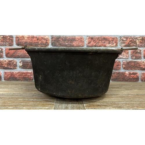 43 - Large antique cooking pot, H 24cm x D 48cm