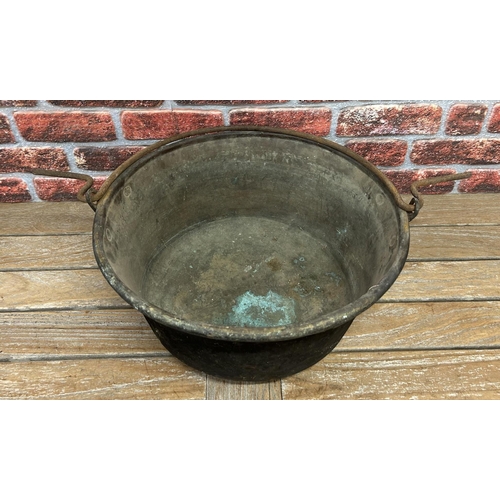 43 - Large antique cooking pot, H 24cm x D 48cm