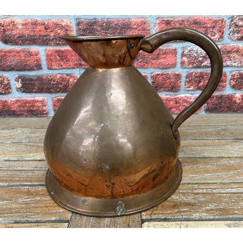 13 - Two large Victorian copper haystack jugs, largest H 37cm (2)