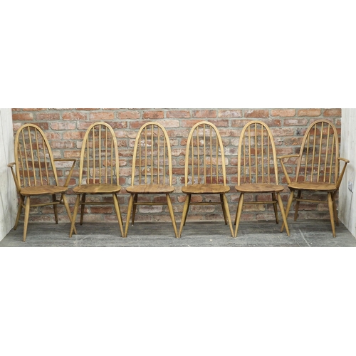 1004 - Set of six Ercol hoop and stick back dining chairs (4+2) (6)