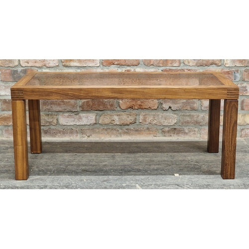 1008 - Swedish coffee table with Brutalist style inset copper top, H 45cm x W 106cm x D 48cm