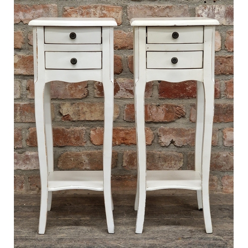 1027 - Pair of contemporary bedside tables, H 66cm x W 26cm x D 28cm (2)