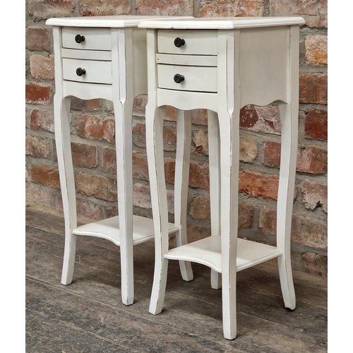 1027 - Pair of contemporary bedside tables, H 66cm x W 26cm x D 28cm (2)