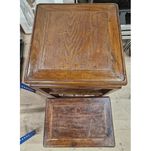 1031 - Two antique Chinese hardwood side tables, H 79cm x W 42cm x D 42cm (2)