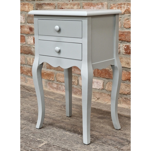 1039 - Contemporary grey painted bedside table with two drawers by Nordic Style, H 68cm x W 41cm x D 30cm