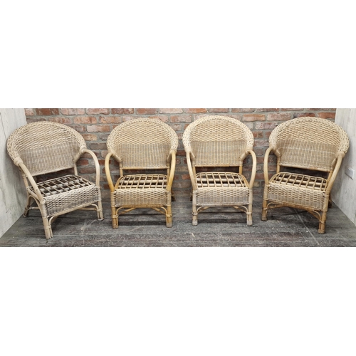 1049 - Set of four rattan conservatory chairs, H 87cm (4)