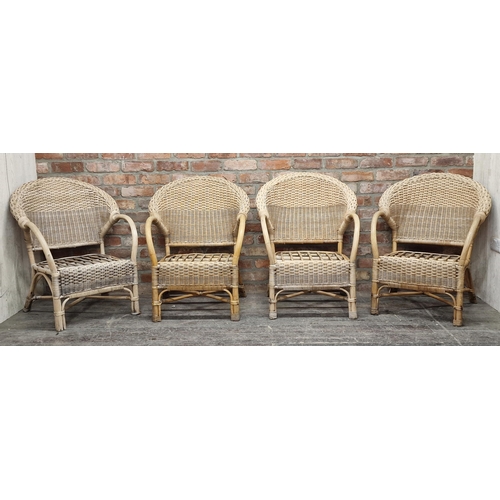 1049 - Set of four rattan conservatory chairs, H 87cm (4)