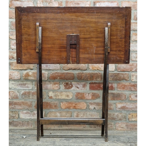 1061 - 19th century mahogany folding coaching table stamped 'Edward & Sons, London', H 72cm x W 91cm x D 91... 