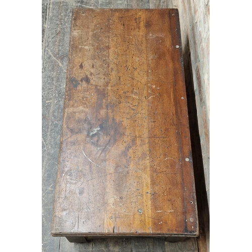 1074 - 19th century mahogany low two drawer converted coffee table, H 32cm x W 106cm x D 51cm