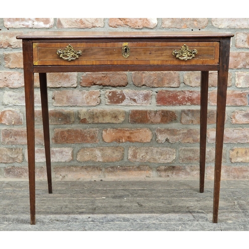 1090 - 19th century inlaid mahogany side table with central motif to top, H 70cm x W 77cm x D 50cm