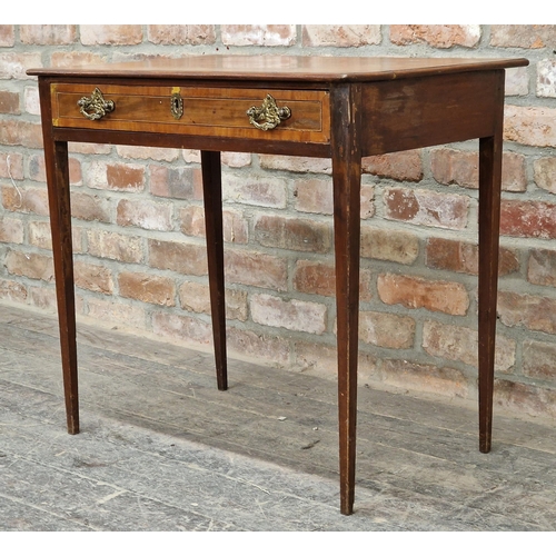 1090 - 19th century inlaid mahogany side table with central motif to top, H 70cm x W 77cm x D 50cm