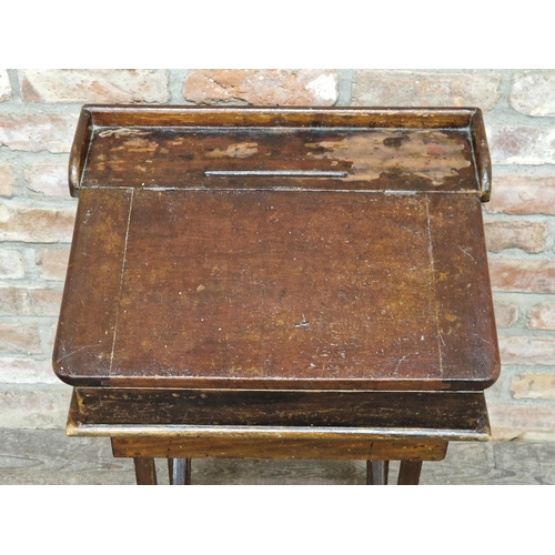 1091 - Vintage school desk with hinged lid, H 82cm x W 50cm x D 43cm