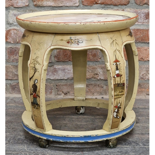 1096 - 19th century Chinoiserie side table by Heaton Tabb & Co, London, H 46cm x W 46cm