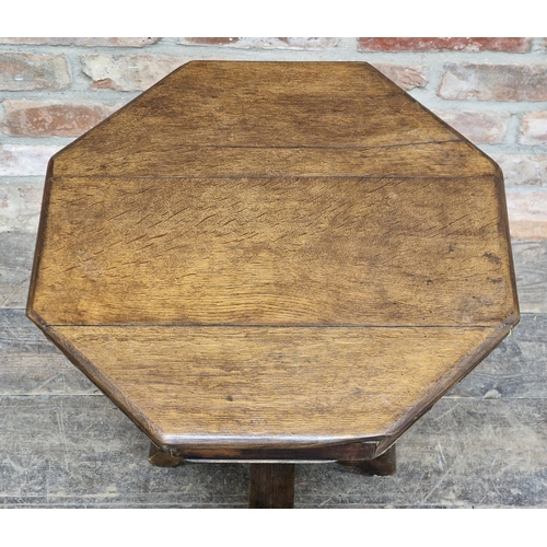 1098 - Antique octagonal side table with turned baluster column, H 53cm x W 49cm x D 49cm