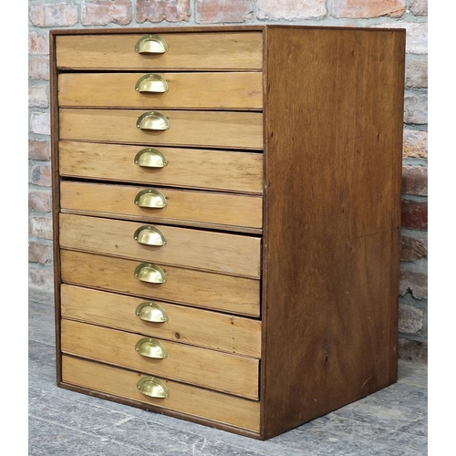 1099 - Vintage ten drawer specimen / collectors chest, H 87cm x W 63cm x D 56cm