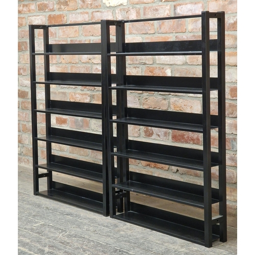 1102 - Pair of contemporary metal bookcases, H 106cm x W 70cm x D 12.5cm (2)