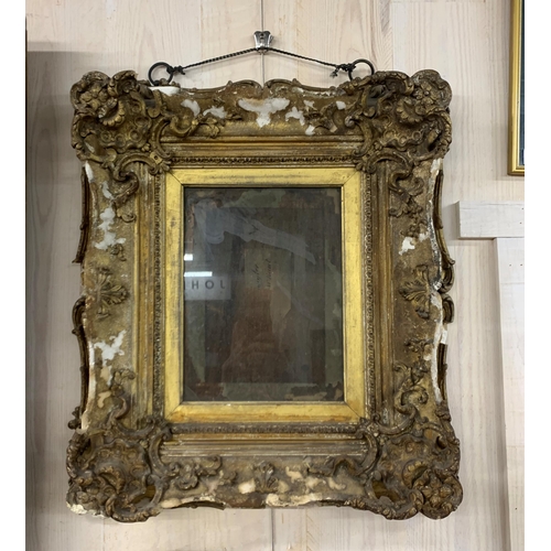 3064 - Victorian Rococo gold gilt frame, 60cm x 50cm (AF)